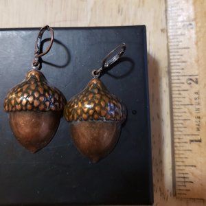 Vintage Metal Acorn Earrings